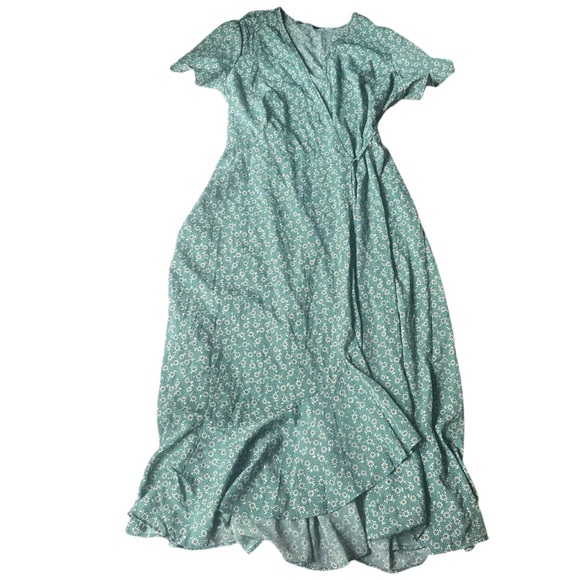 PRETTYGARDEN Summer Maxi Dress Casual Wrap Floral Boho Ruffle Beach - Picture 2 of 4